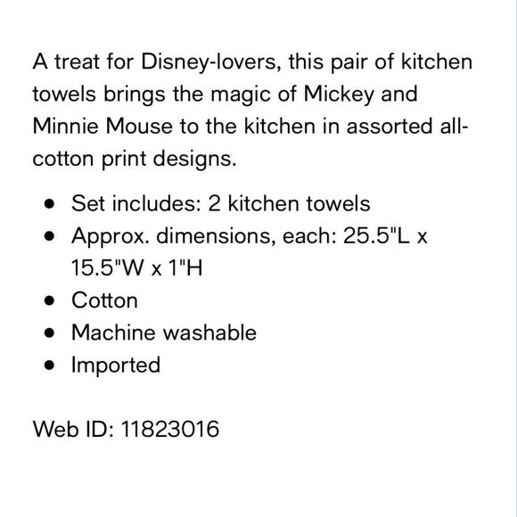 MINNIE & MICKEY NWT KITCHEN TOWELS AND OVERSIZED MINI MITTS - Picture 7 of 7